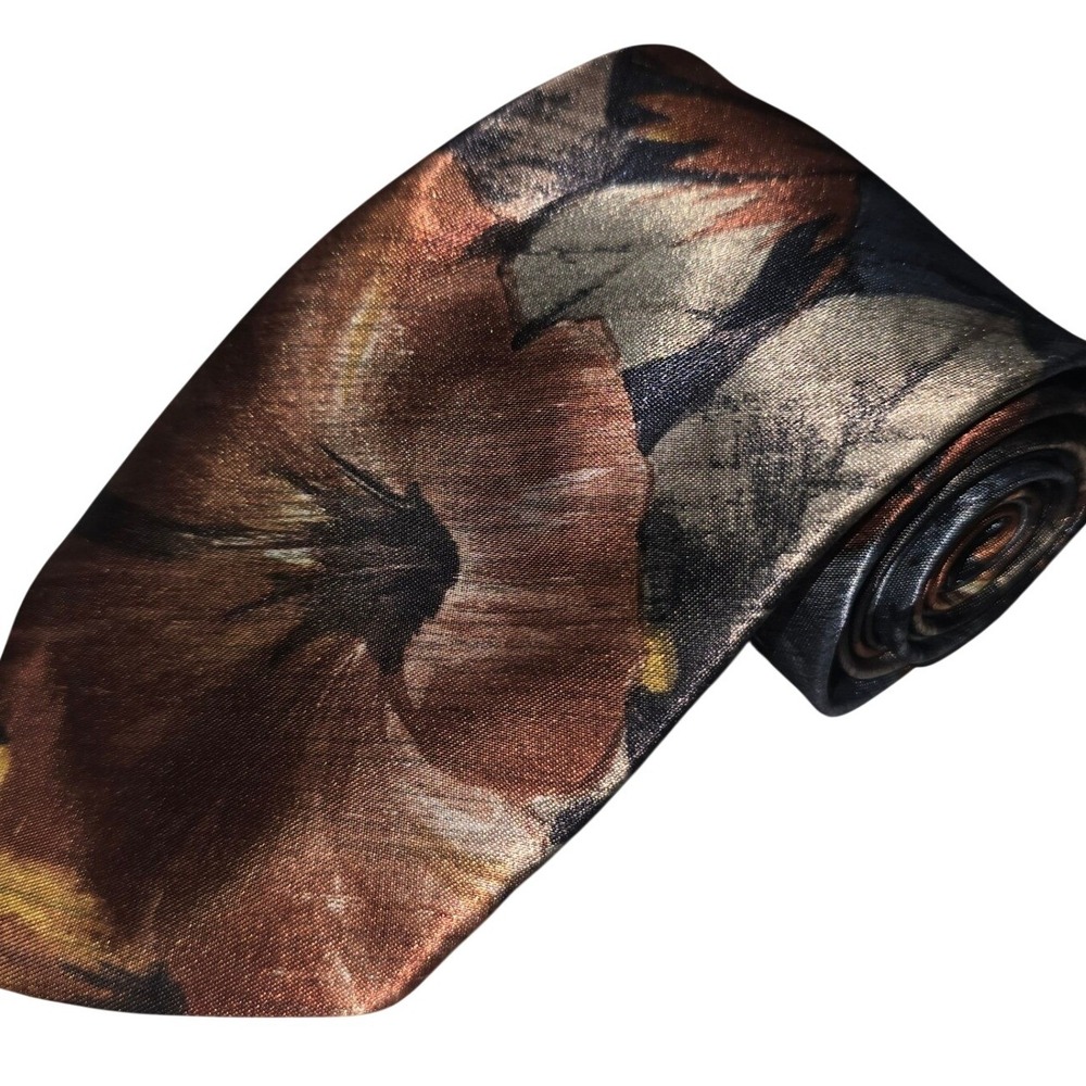 VINTAGE Buckingham‎ Neck Tie Silver Brown Tan Light Blue